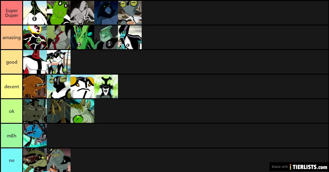 ben 10 original aliens list