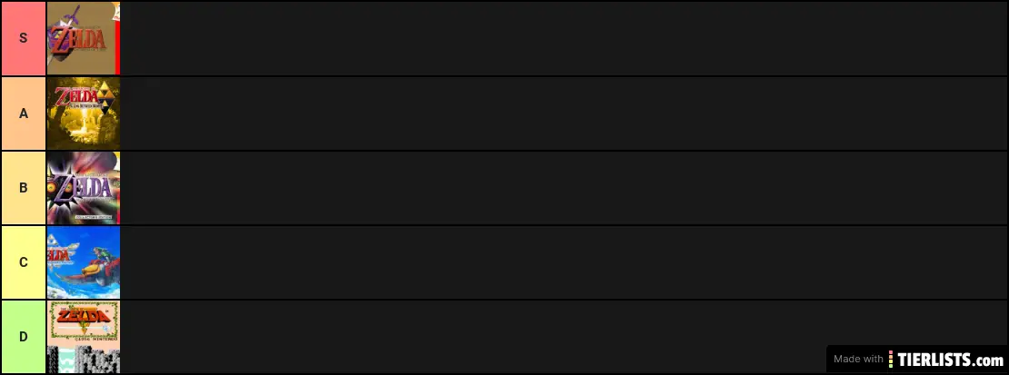 The Legend of Zelda Games Tier List (just OoT, A Link Between Worlds, Majora's Mask, Skyward Sword, and the original Legend of Zelda on the N.E.S.